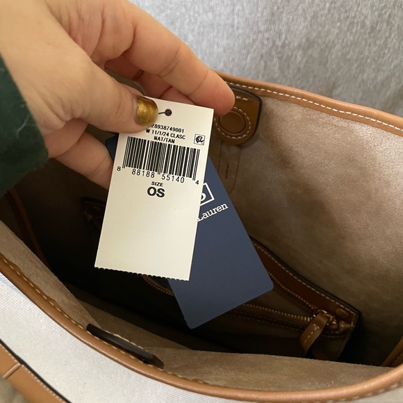 NWT Polo by Ralph Lauren Tan and Cream Hobo Bag - Picture 4 of 6